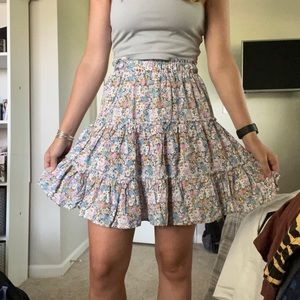 Tiered floral stretch waist skirt